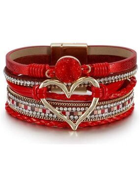 Leopard Leather Wrap Bracelet Women Multi Layer Pearl Crystal Cuff Jewelry Gift